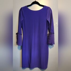 NWT WHBM Jeweltone purple Jersey Reversible dress w/ sheer 3/4 sleeve accents SP
